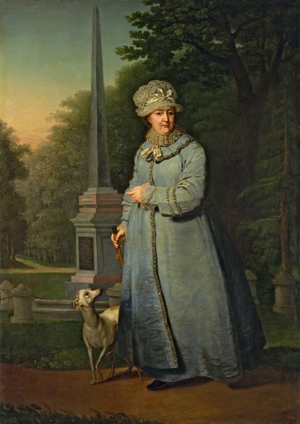 Владимир Боровиковский. Екатерина II на прогулке в Царскосельском парке. Конец 1800-х — начало 1810-х